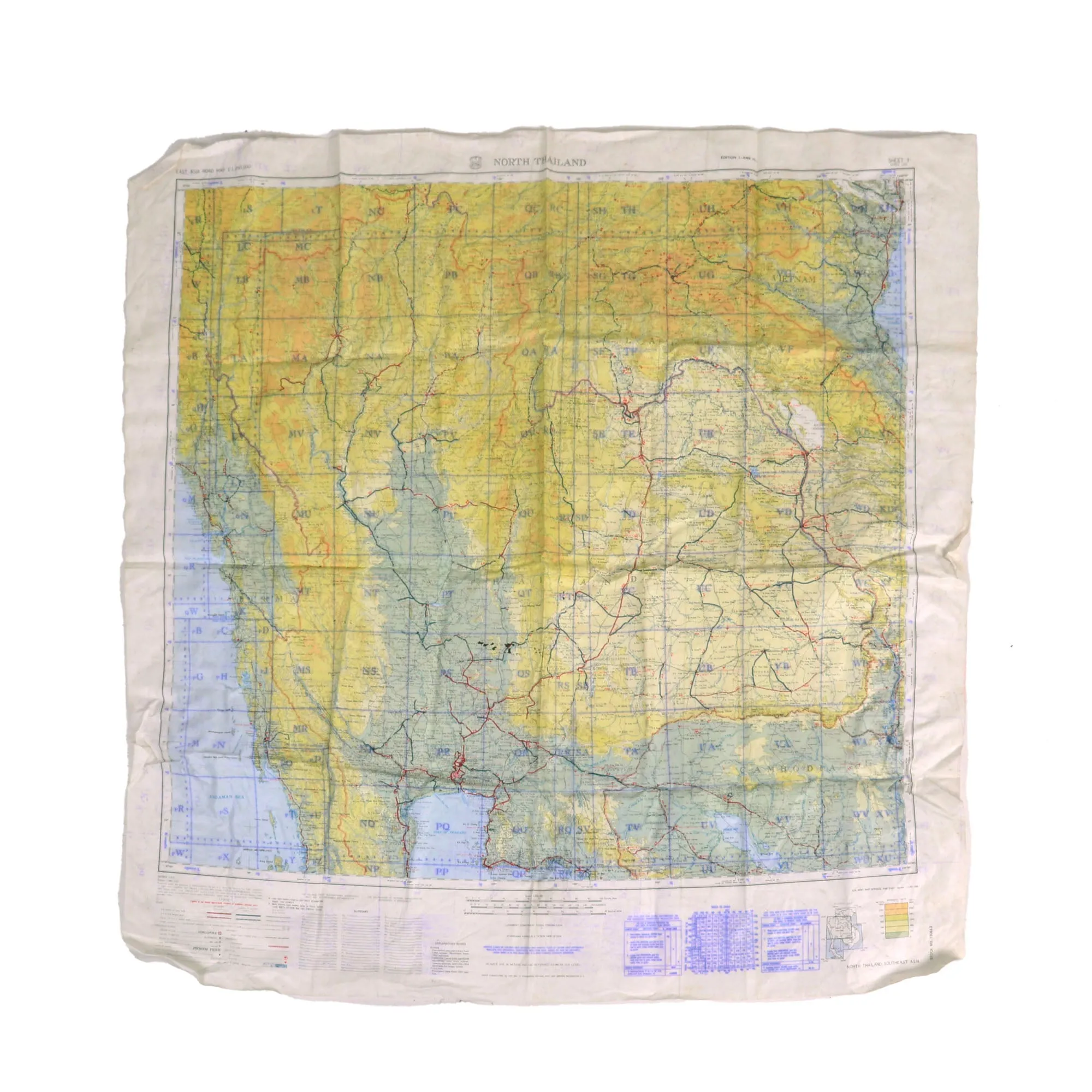 Original Vietnam War U.S. Air Force USAF Survival Map, Aircrew First Aid Kit, Inflight Rations, Sun Glasses and More