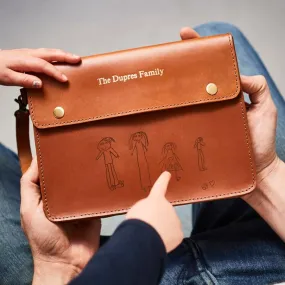 Personalised Leather Family Travel Wallet with Childs Masterpiece