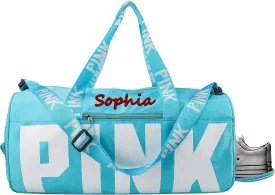 Personalized Gym Bag Custom Embroidered Name Duffel Bag Sports Gym Bag Travel Handbag Holdall Bag Overnight Weekend Shoulder Tote Bag with Shoes Compartment for Swim Sports and Short Trip