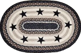 "Black Stars" Oval Hand Printed Western Jute Rug