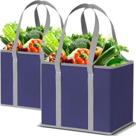 Reusable Grocery Bags, Folding Shopping Bags with reinforced Bottom & Handles, Heavy Duty Reusable Bags for Groceries