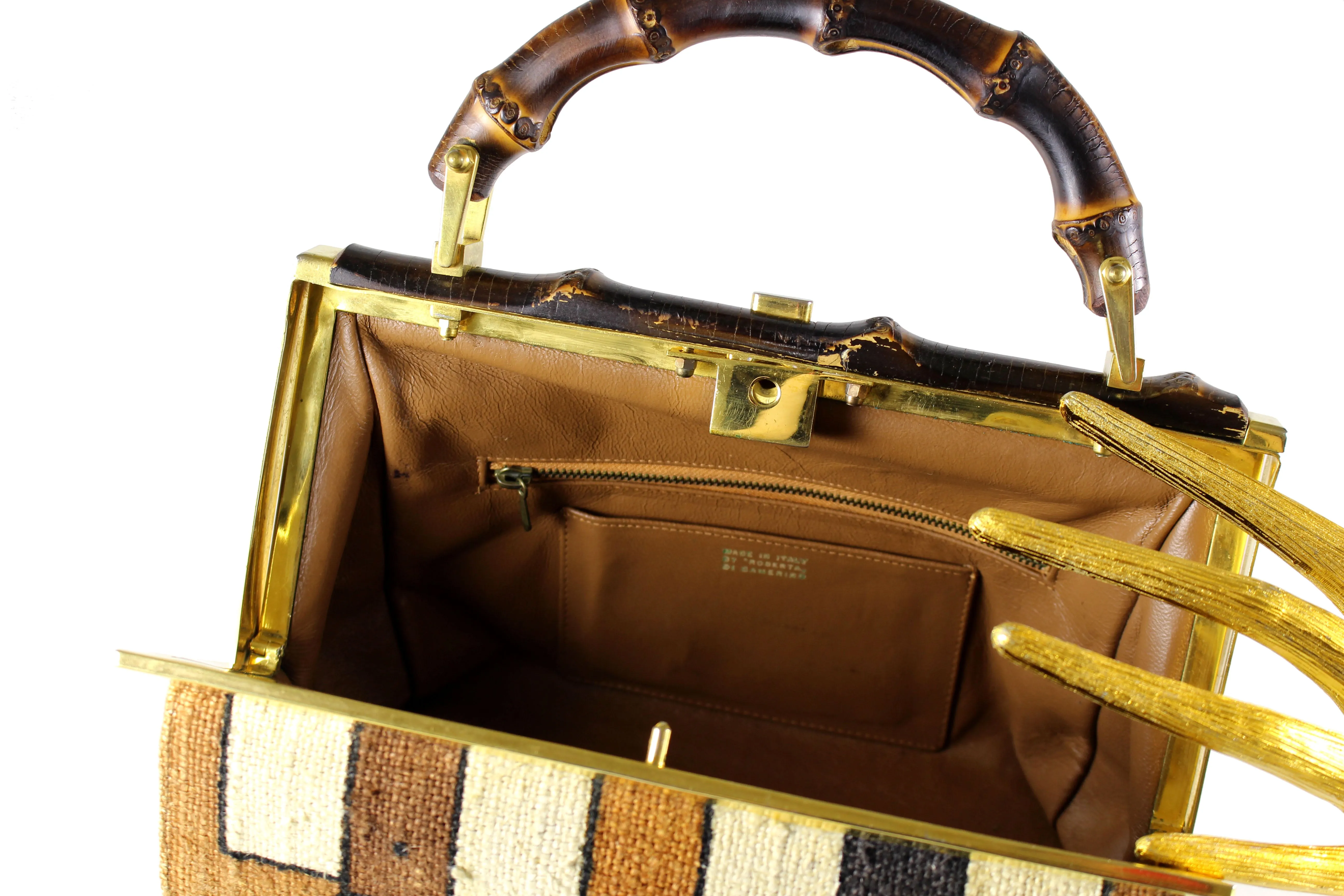 ROBERTA DI CAMERINO fabric bag with bamboo handle