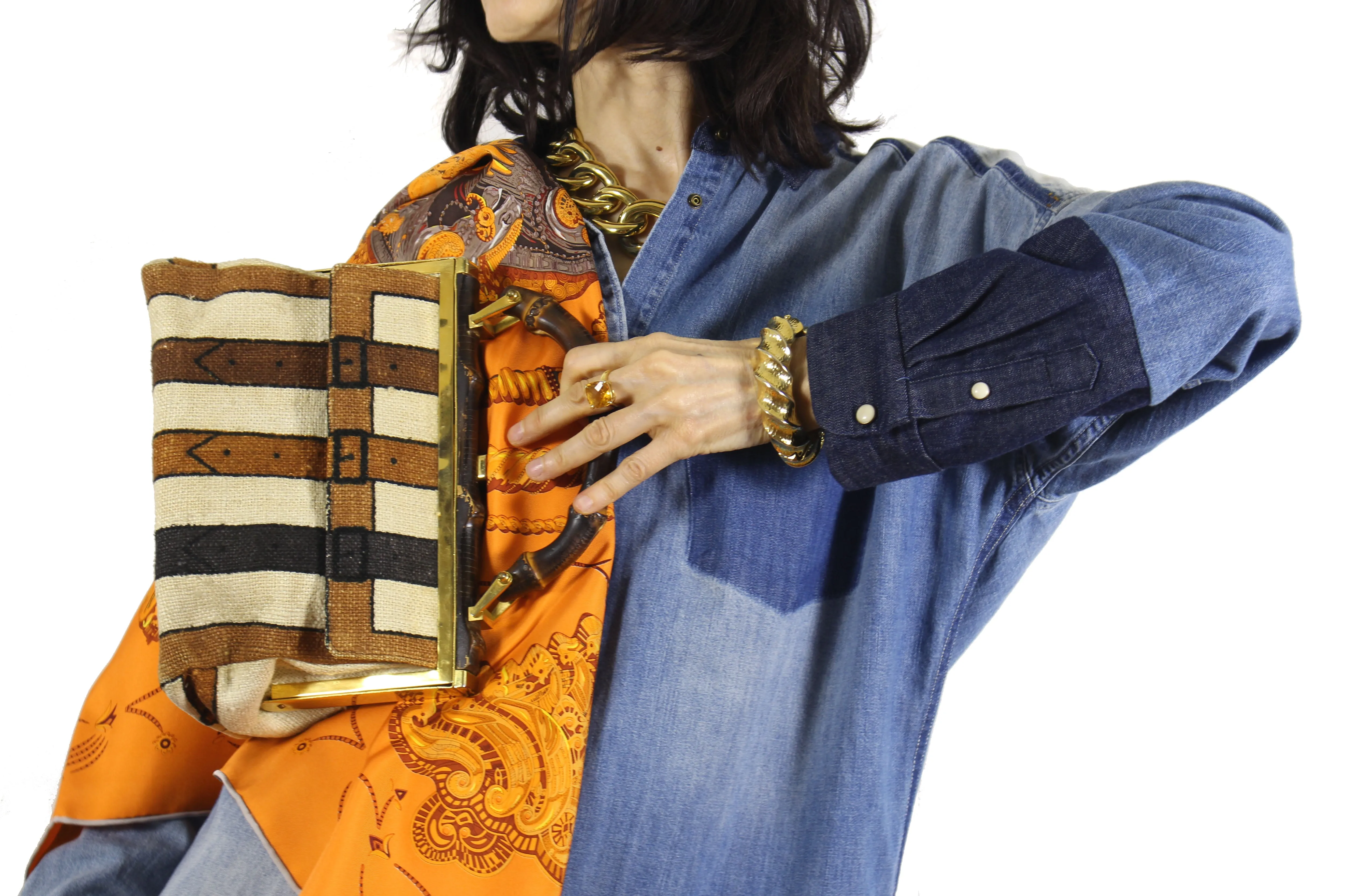 ROBERTA DI CAMERINO fabric bag with bamboo handle