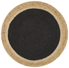 Round Jute Black Rug