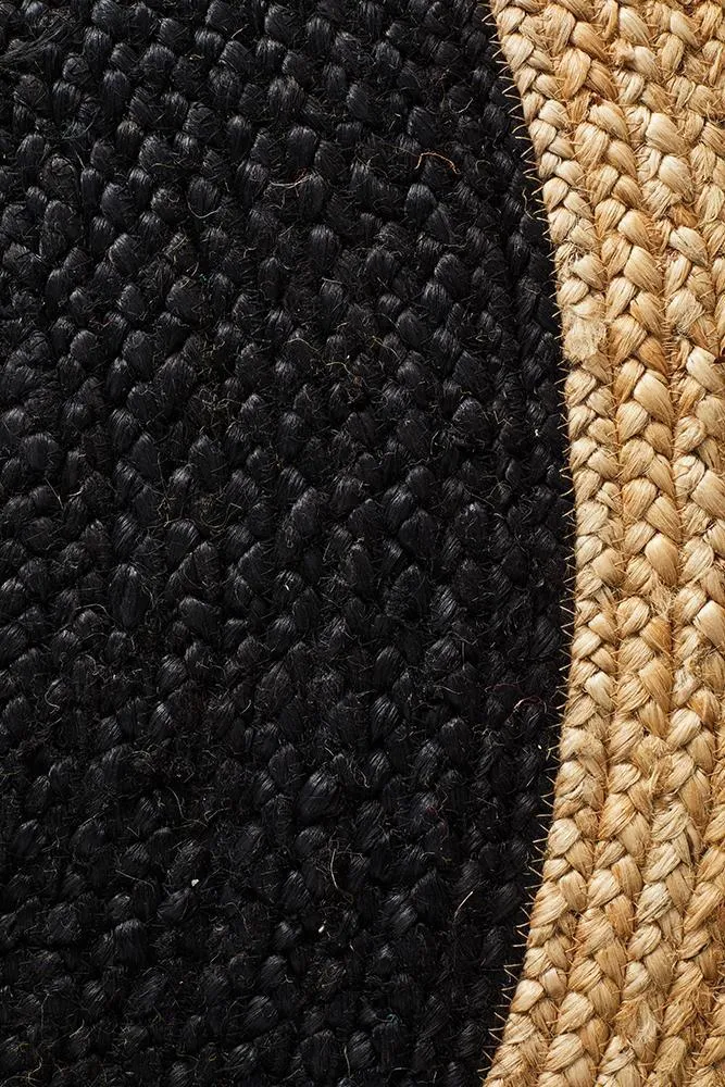 Round Jute Black Rug