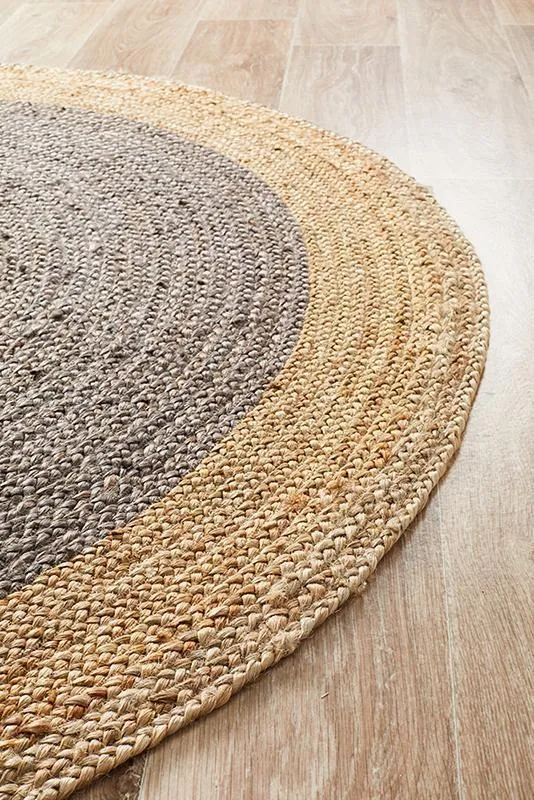 Round Jute Charcoal Rug