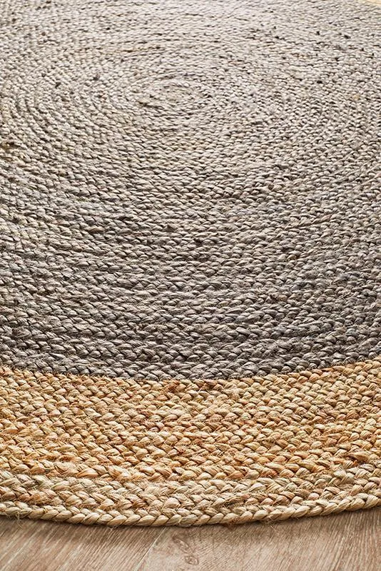 Round Jute Charcoal Rug