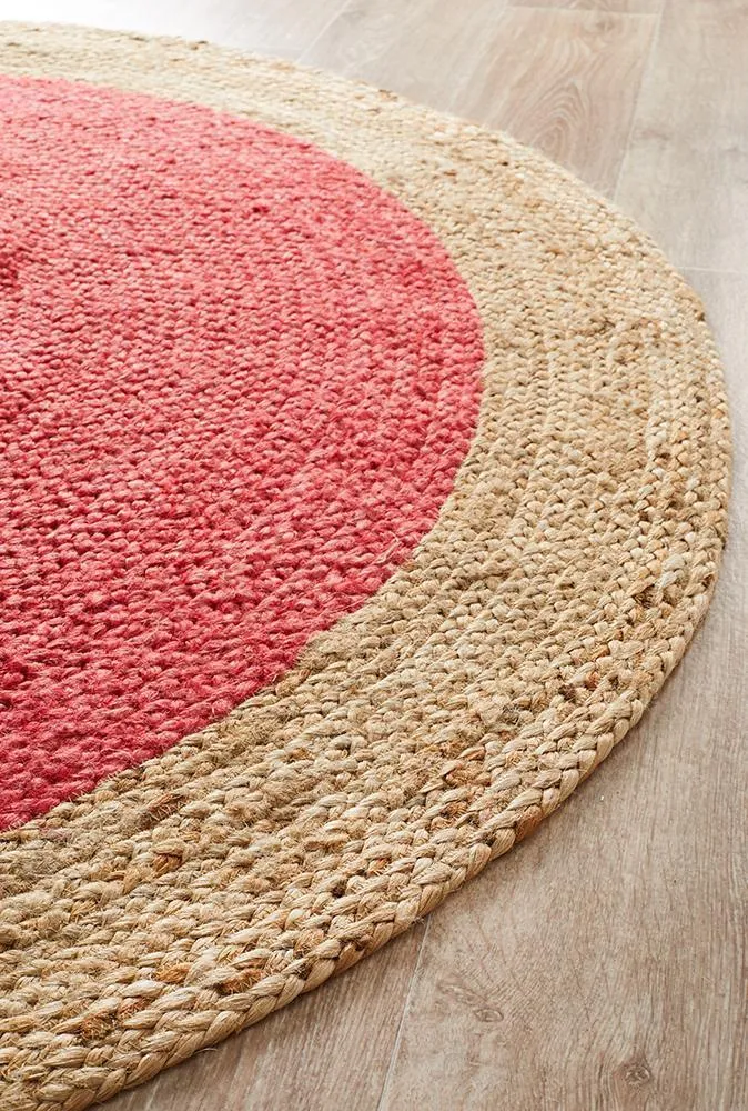 Round Jute Cherry Rug