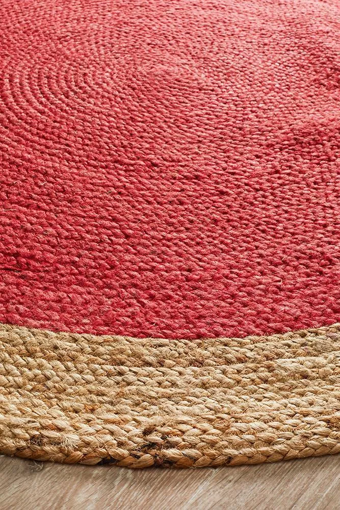 Round Jute Cherry Rug