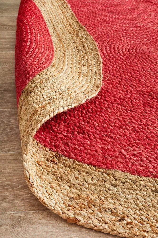 Round Jute Cherry Rug