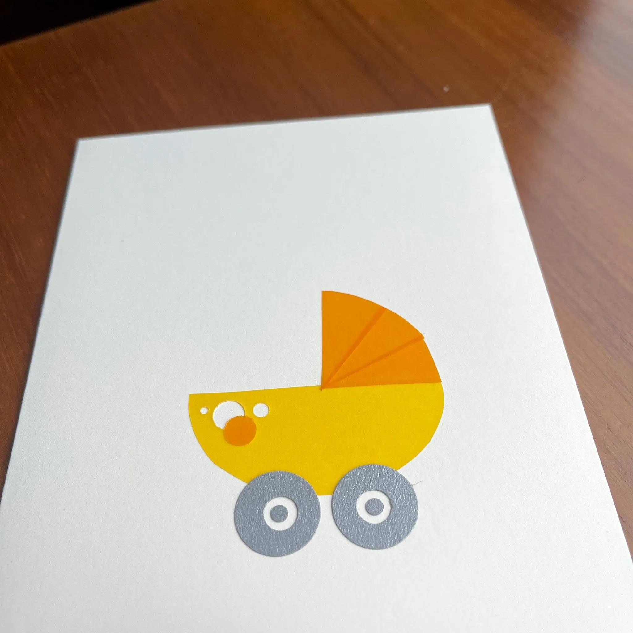 Sale -- Baby Buggy / handmade, cut-paper greeting card