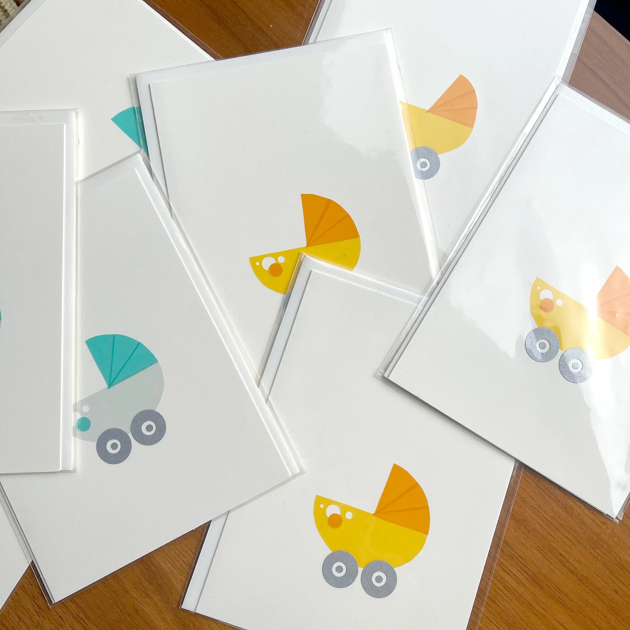 Sale -- Baby Buggy / handmade, cut-paper greeting card