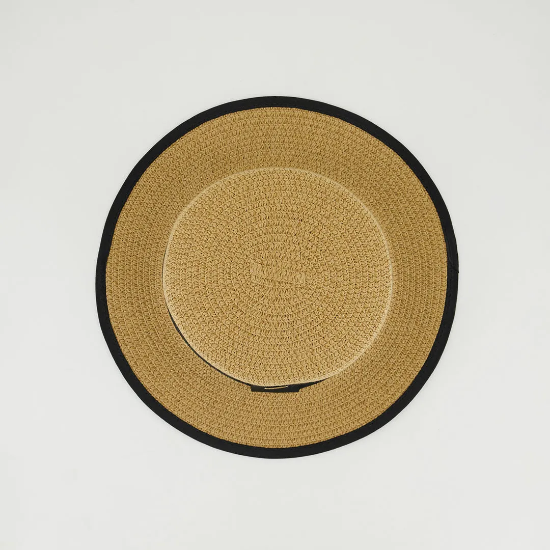 Schoolgirl Straw Sun Hat.Black Band.