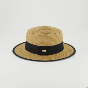 Schoolgirl Straw Sun Hat.Black Band.
