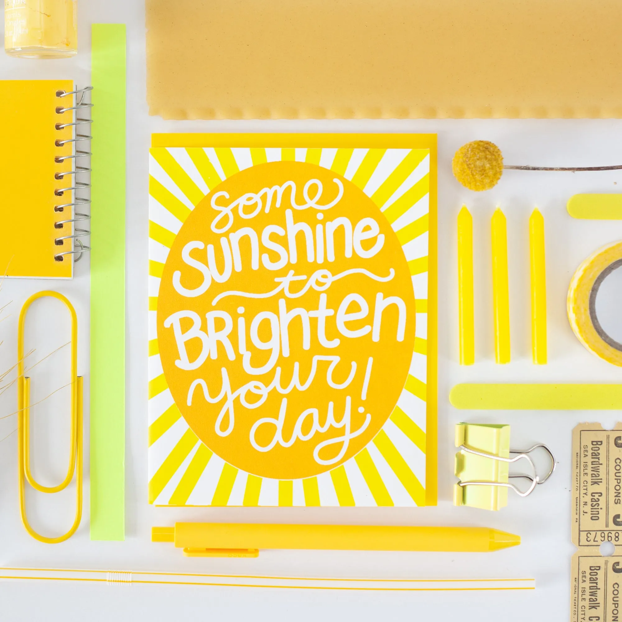 sending sunshine your way greeting card, upbeat sympathy card, positive sympathy card for friend, just because greeting card with sunshine