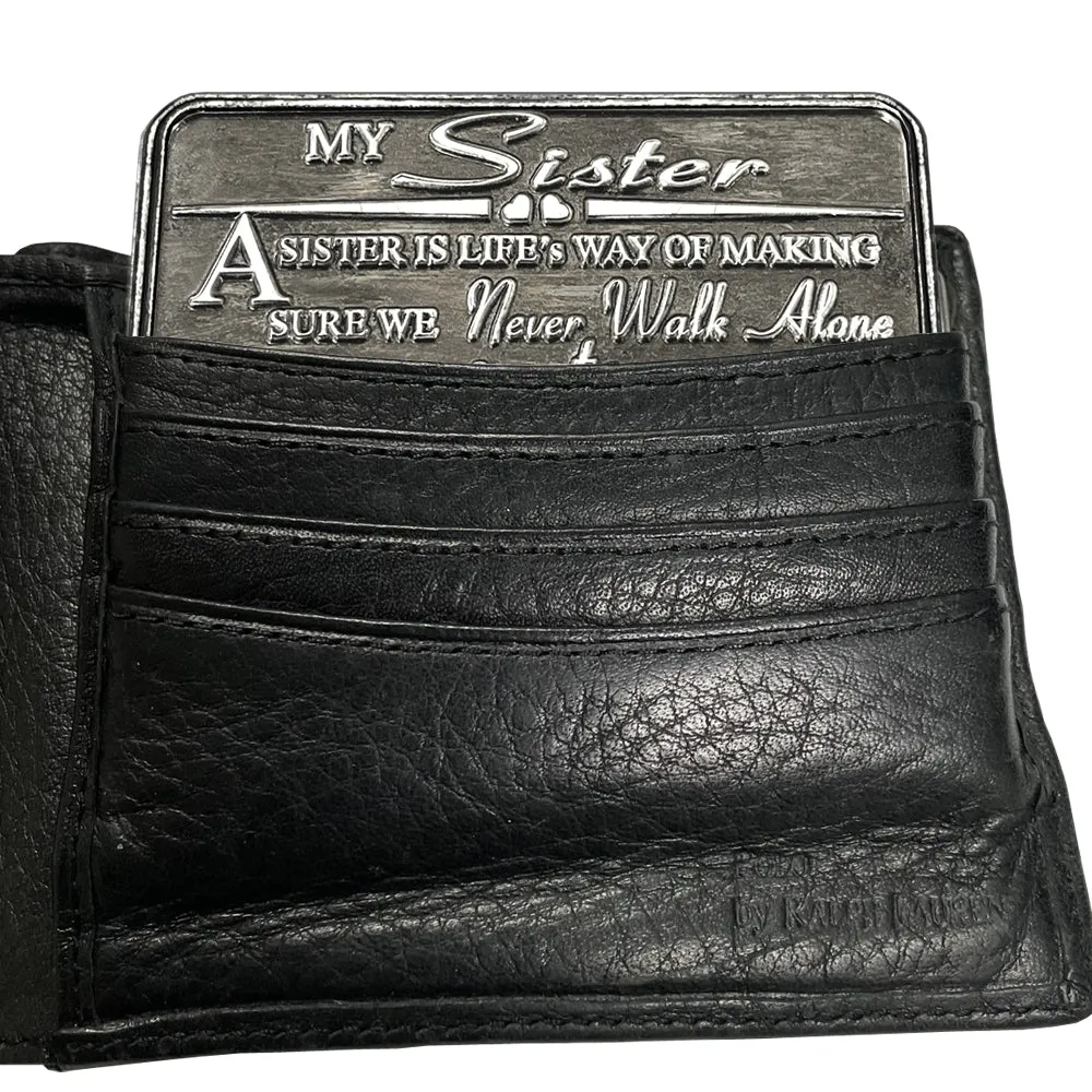 Sister Sentimental Metal Wallet or Purse Keepsake Card Gift - Cute Thoughtful Gift Set From Brother Sister Step-Brother Step-Sister