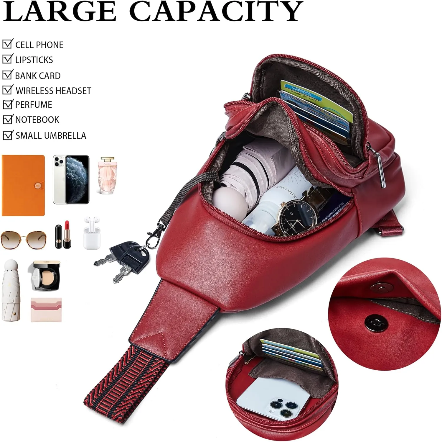 Sling Bag Crossbody Bags for Women Cross Body Fanny Packs Chest Sling Purses for Travel Shopping Leisure Sport