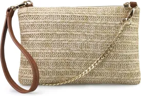Straw Zipper Small Cross body bag Wristlet Clutch Womens Purse