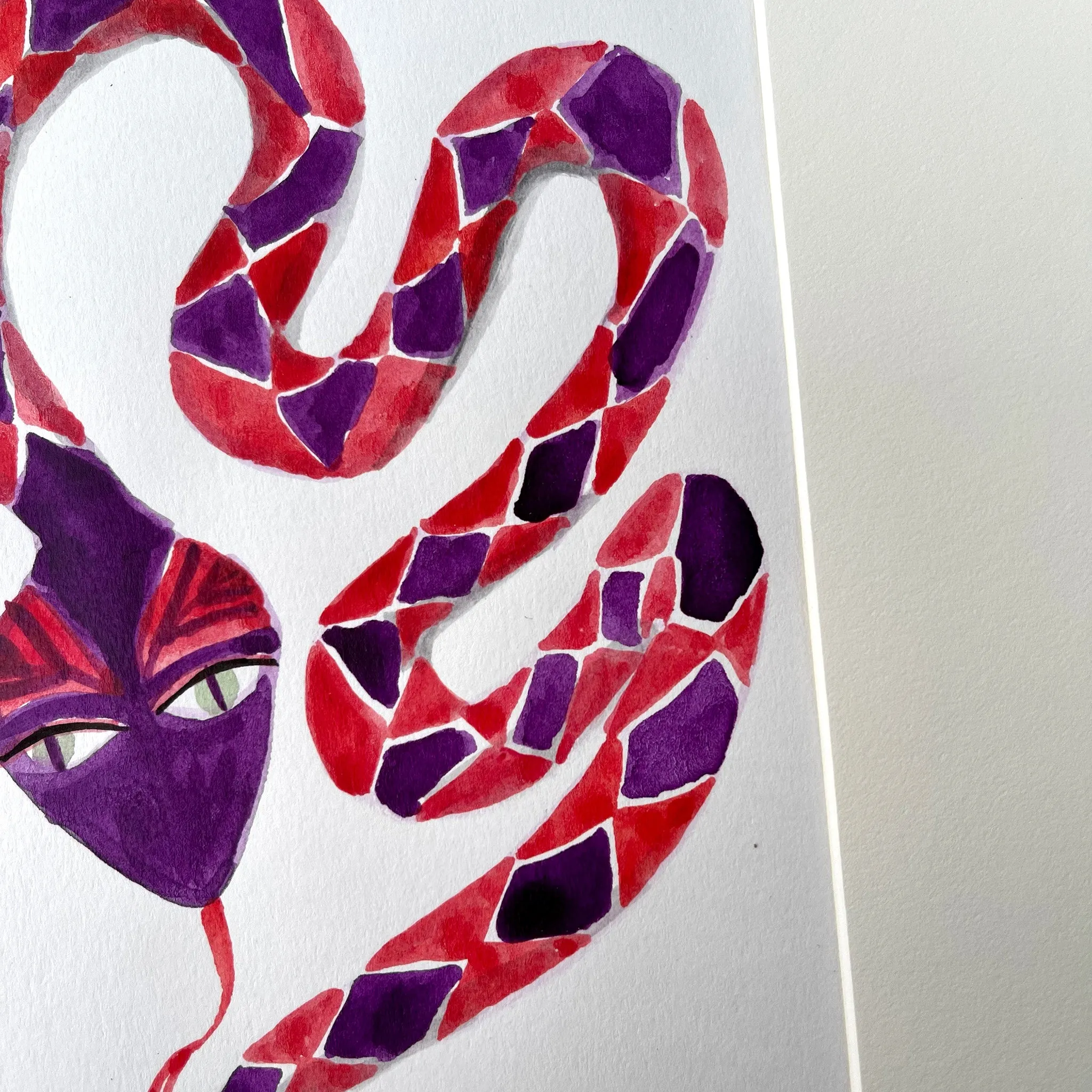 Stylish Snake / original matted painting