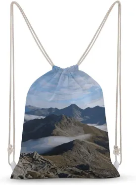 Summits And Ridges Drawstring Backpack Lightweight Canvas Gym Bags for Men Women, Sports, Beach, Travel 30x40cm