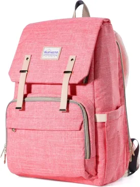 SUNVENO Baby Diaper Bag Backpack Nappy Changing Waterproof Function Organizer Large Stylish Mommy Bag Backpack-Pink
