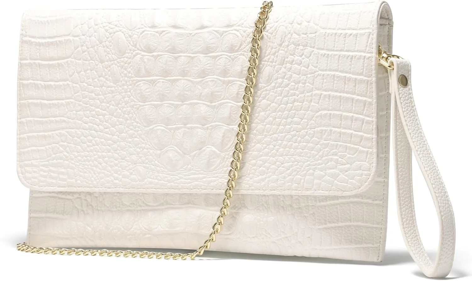 SWEETV Evening Clutch Purses for Women Elegant Wristlet Wallets Crocodile Pattern PU Leather Cross body Purse Formal/Wedding