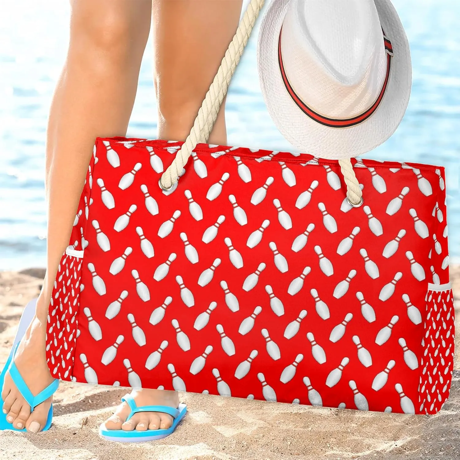 Tote Beach Bag for Women with Zipper Modern Large Waterproof Sandproof Swim Pool Bag