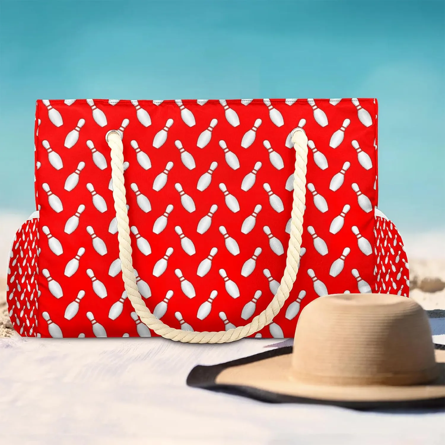 Tote Beach Bag for Women with Zipper Modern Large Waterproof Sandproof Swim Pool Bag