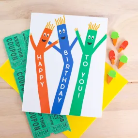 wacky waving inflatable tube man birthday card, wacky wavers birthday card, inflatable tube man birthday card