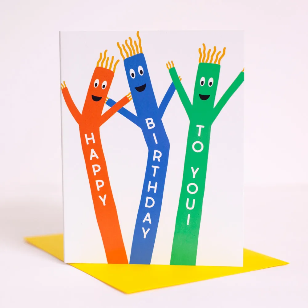 wacky waving inflatable tube man birthday card, wacky wavers birthday card, inflatable tube man birthday card