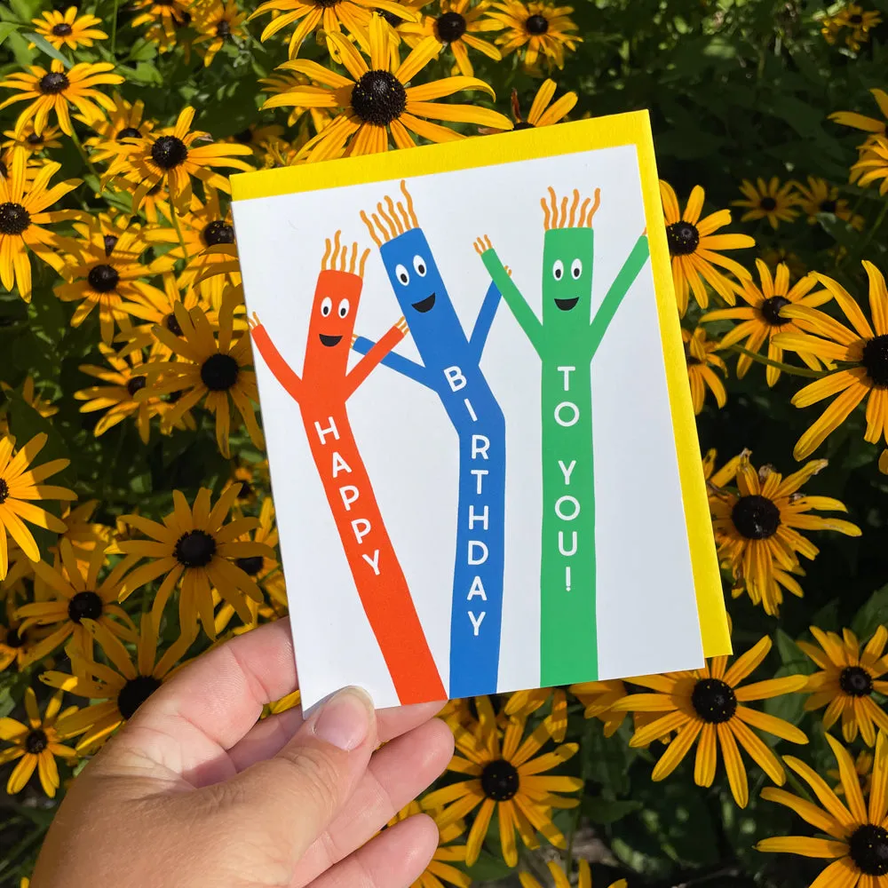 wacky waving inflatable tube man birthday card, wacky wavers birthday card, inflatable tube man birthday card