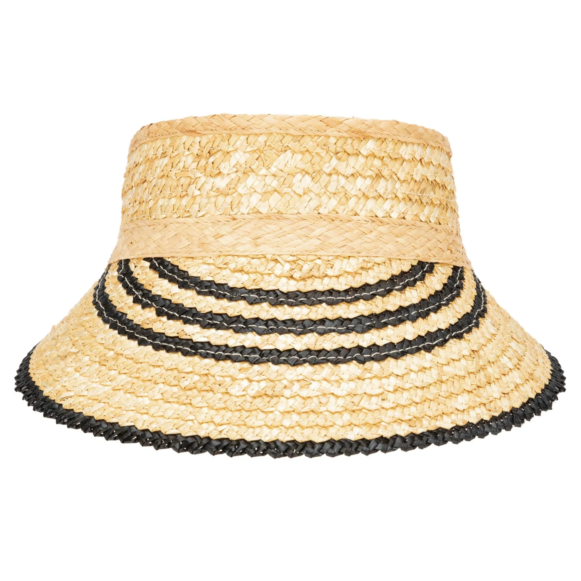 Weekend Getaway - Women's Textured Wheat Straw Visor With Stripe & Velcro Back