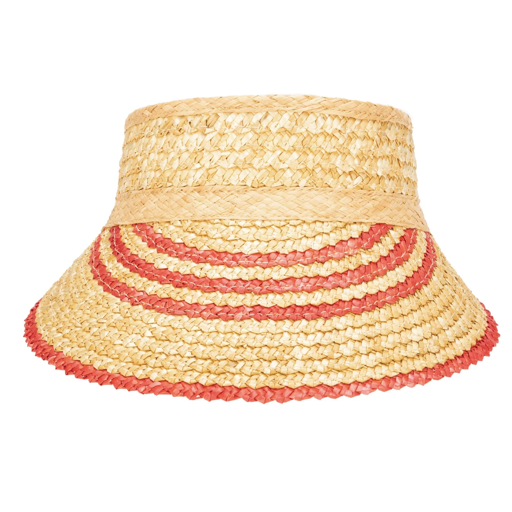 Weekend Getaway - Women's Textured Wheat Straw Visor With Stripe & Velcro Back