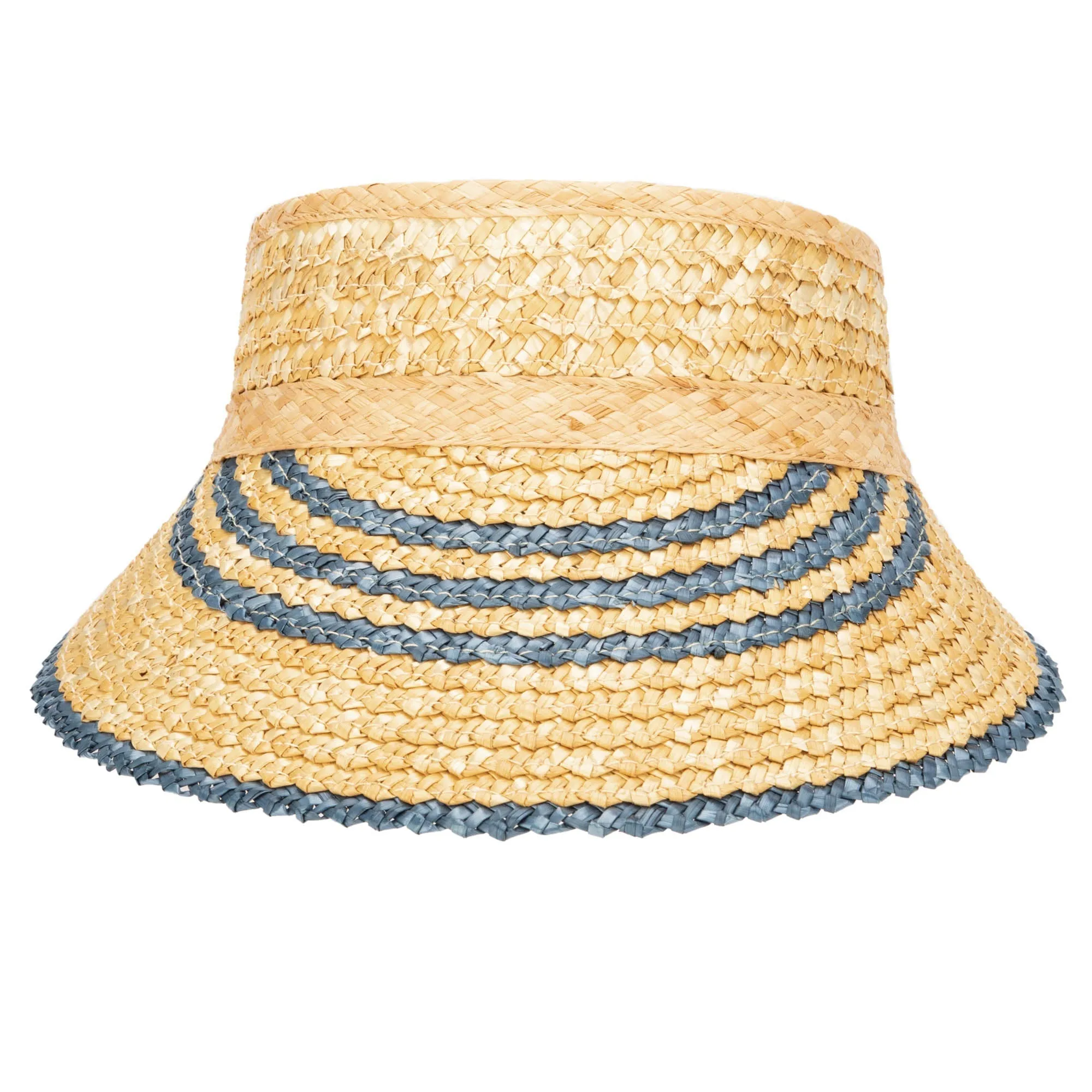 Weekend Getaway - Women's Textured Wheat Straw Visor With Stripe & Velcro Back
