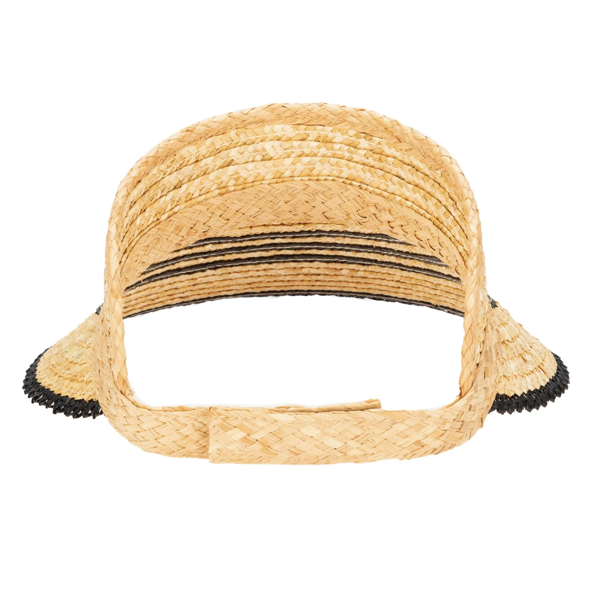Weekend Getaway - Women's Textured Wheat Straw Visor With Stripe & Velcro Back