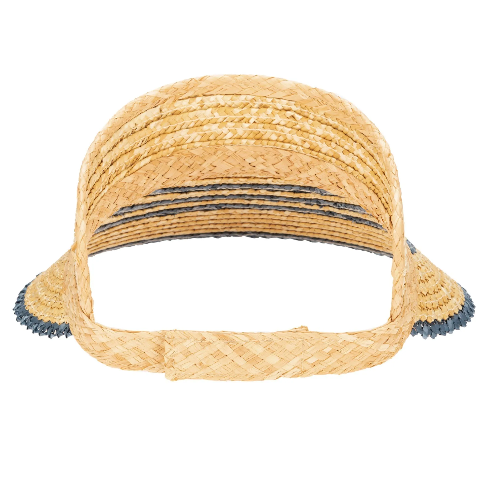 Weekend Getaway - Women's Textured Wheat Straw Visor With Stripe & Velcro Back