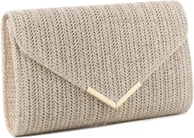 Women Straw Clutch Purse Summer Evening Bag Rattan Clutch Woven Beach Handbag Wedding Travel Party Clutch