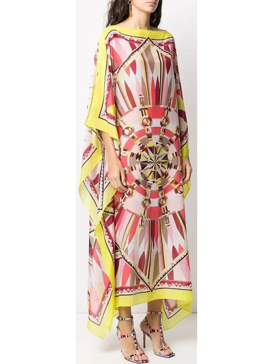 Women’s Corallo Printed Beach Chiffon Kaftan